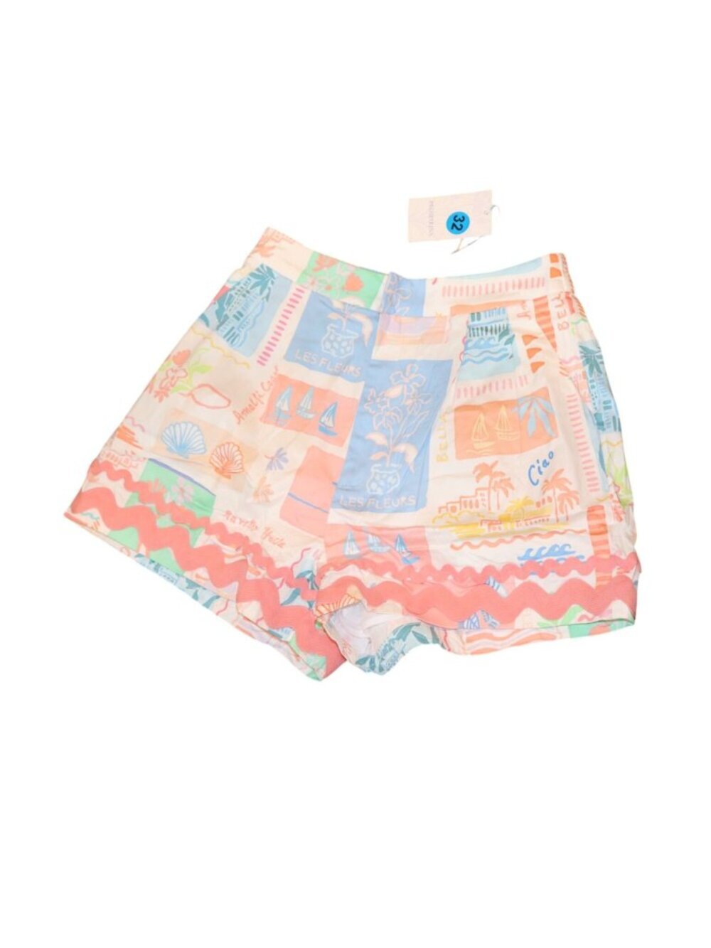 Prosperina Sienna Multi Print Cotton Tab Shorts, Medium NWT